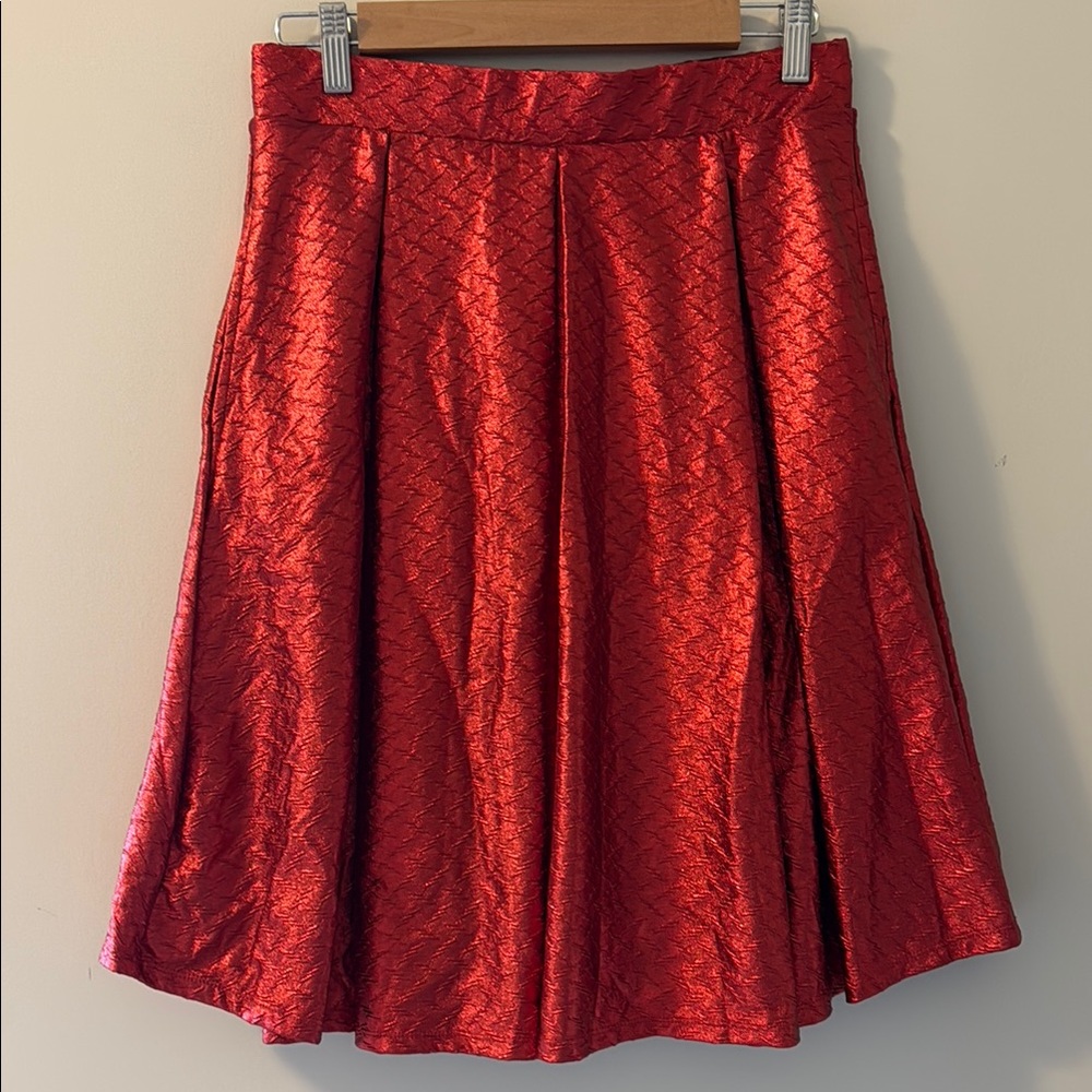 LuLaRoe Red Pleated A-Line Cocktail Skirt